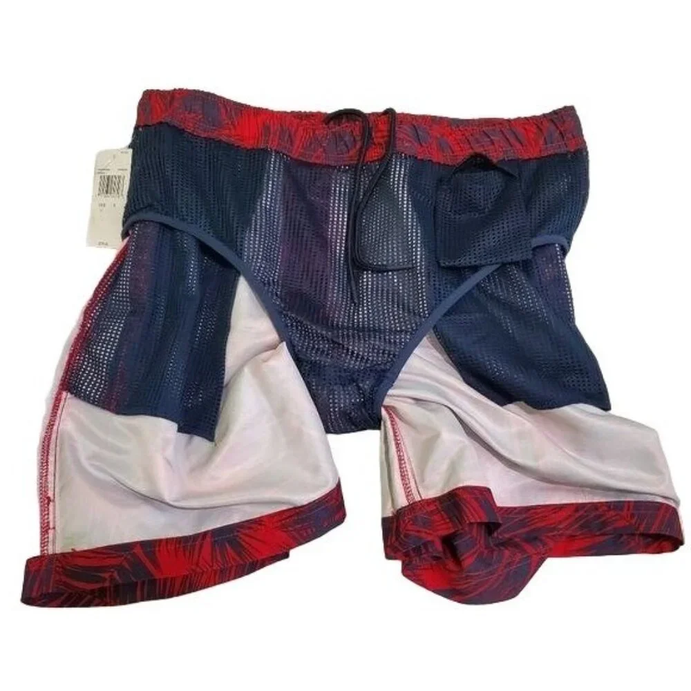Michael Kors men's shorts mesh lined Swim trunks Red Size‎ Medium drawstring nwt